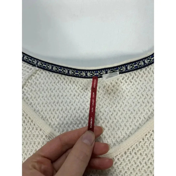 Element Sweater Top Womens Small Open Knit White Outdoor Gorpcore Boho - Picture 3 of 7